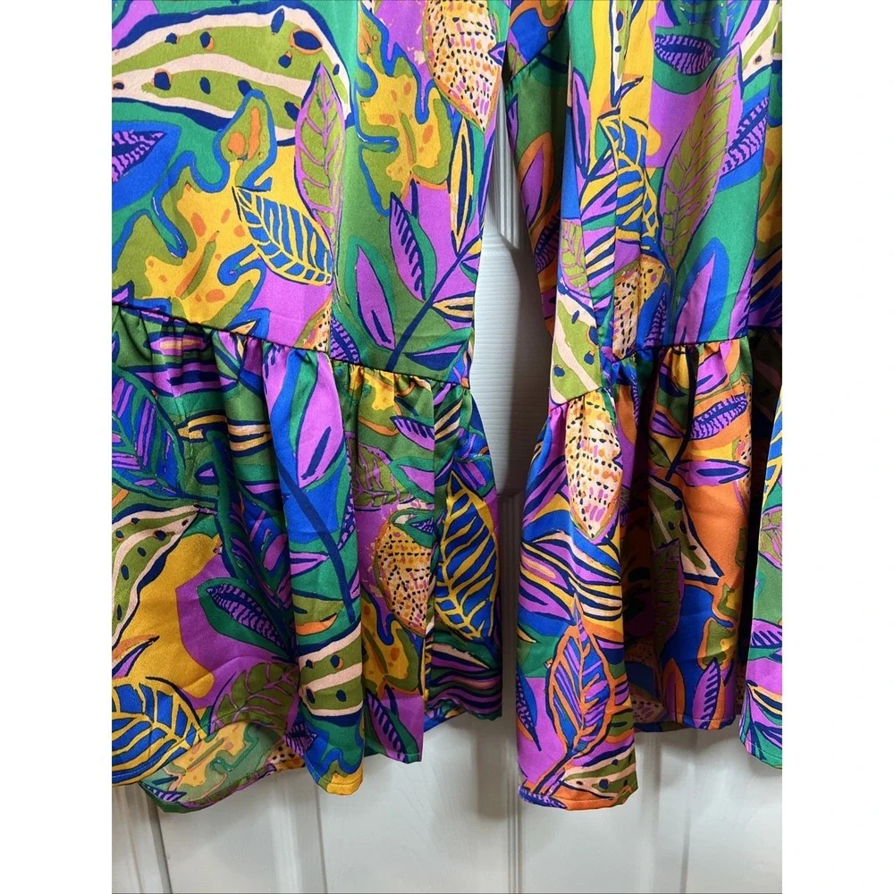 NWT $69 SUGARLIPS Curve Tropical Flowy‎ Multicolored Vacation Pants Size 2X